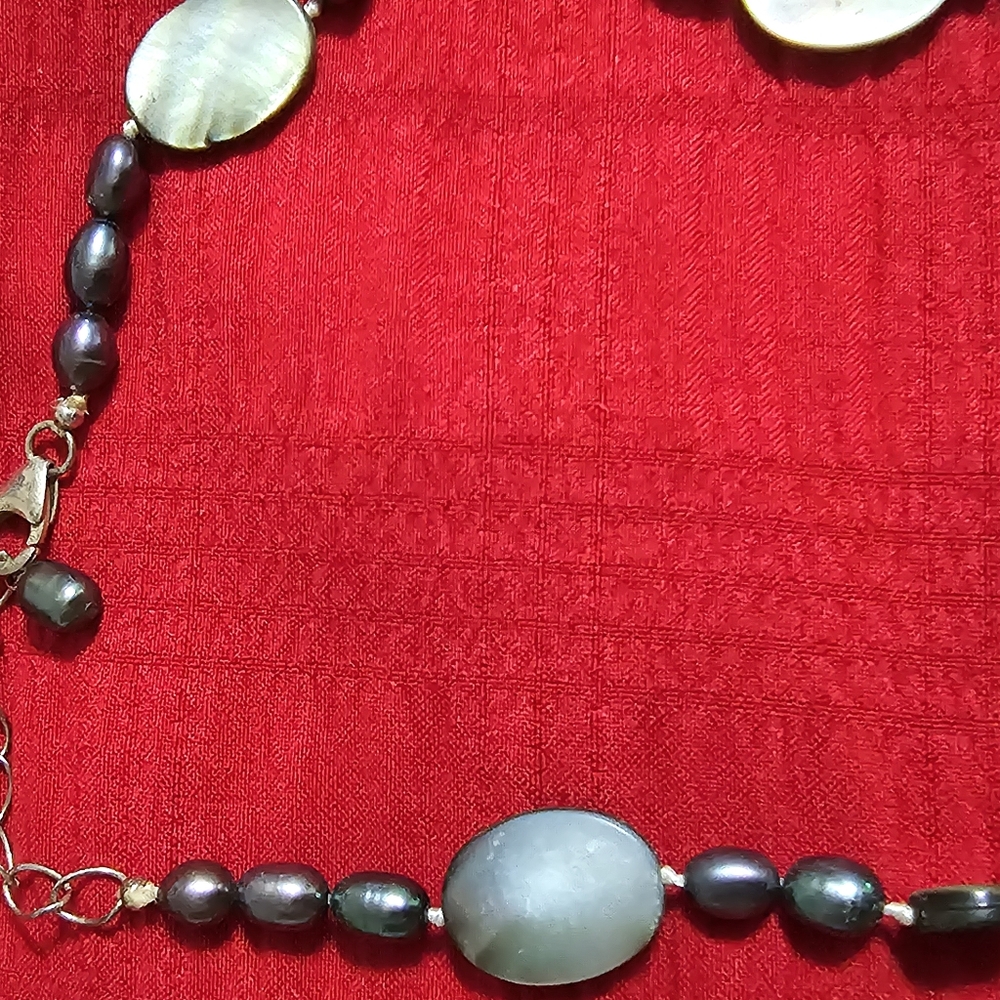 Designer Sterling Silver Abalone Shell Pearl Neck… - image 5